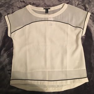 White/black woven top